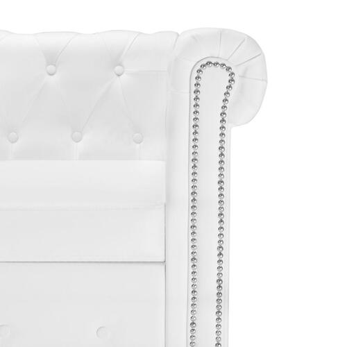 Chaiselong Chesterfield sofa kunstlæder hvid