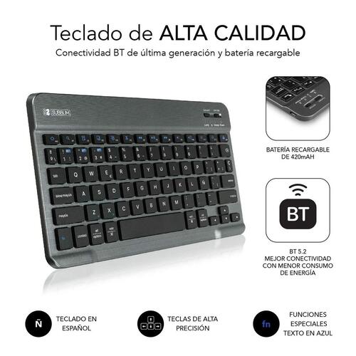 Case til tablet og tastatur Subblim SUBKT3BTS055 Sort Spansk qwerty QWERTY