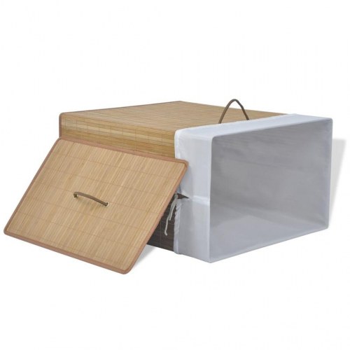 Vasketøjskurv i bambus - rektangulær, naturfarvet 40×30×60 cm