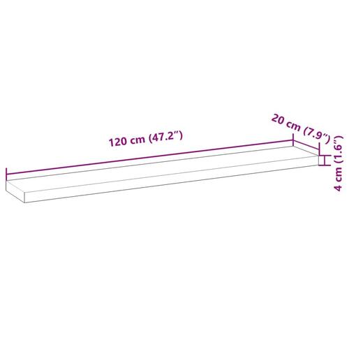 Bordplade 120x20x4 cm rektangulær massivt akacietræ