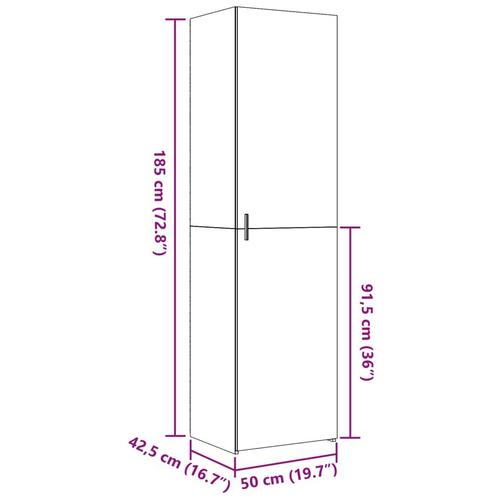 Skab 50x42,5x185 cm konstrueret træ sonoma-eg