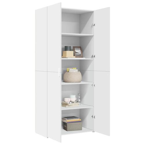 Skab 80x42,5x185 cm konstrueret træ hvid