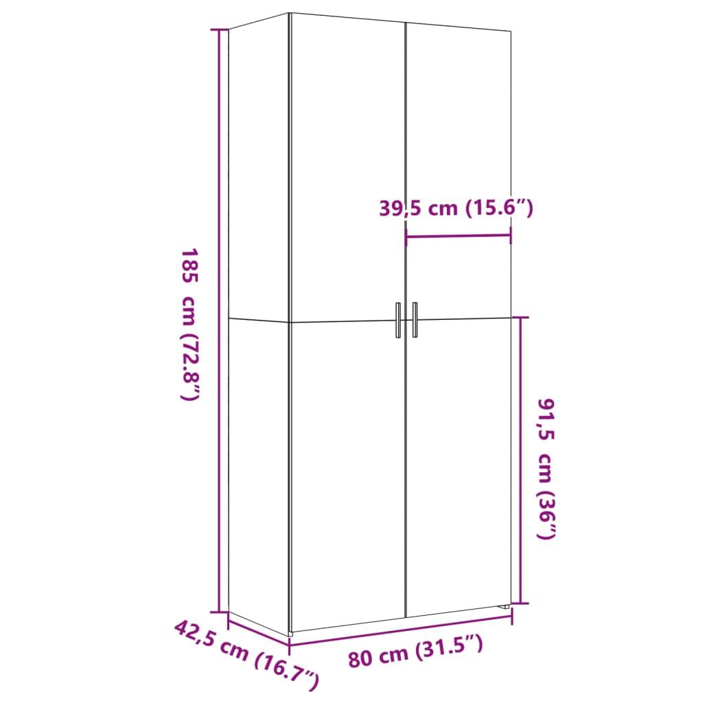 Skab 80x42,5x185 cm konstrueret træ sort