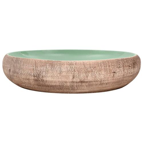 Håndvask til bordplade 59x40x15 cm oval keramik grøn og brun