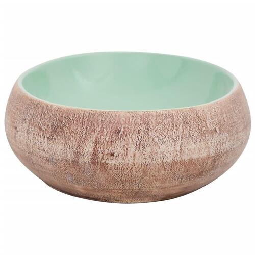 Håndvask til bordplade 59x40x15 cm oval keramik grøn og brun