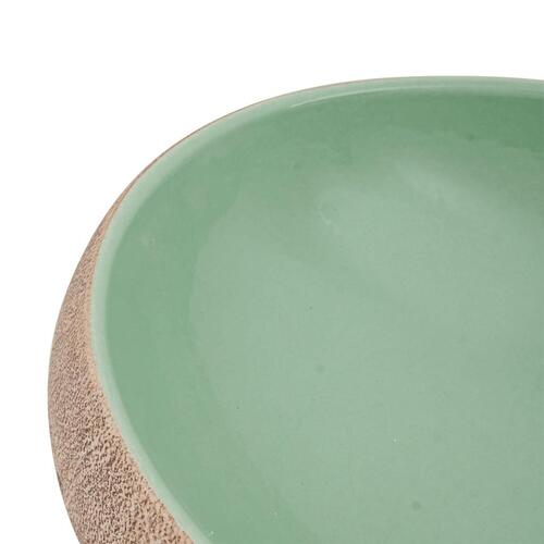Håndvask til bordplade 59x40x15 cm oval keramik grøn og brun