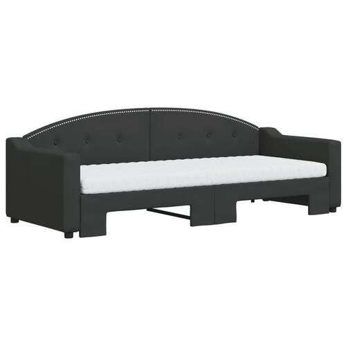 Daybed med udtræk og madras 80x200 cm stof sort