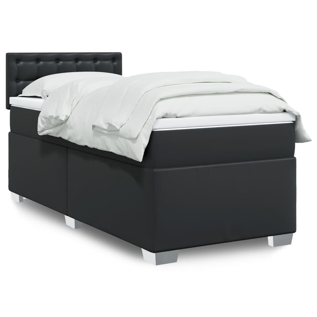 Kontinentalseng med madras 90x190 cm kunstlæder sort billede
