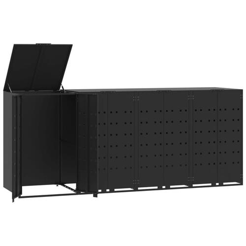 Skraldespandsskjuler 276x79x117 cm 4 rum stål sort