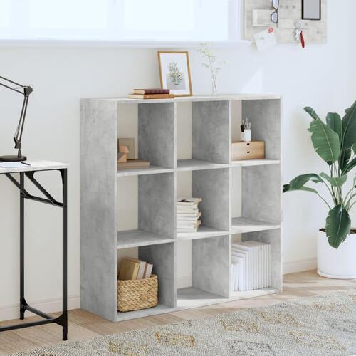 Bogreol 102x32x102 cm konstrueret træ betongrå