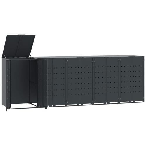 Skraldespandsskjuler 345x79x117 cm 5 rum stål antracit