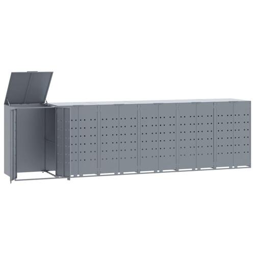 Skraldespandsskjuler 414x79x117 cm 6 rum stål grå