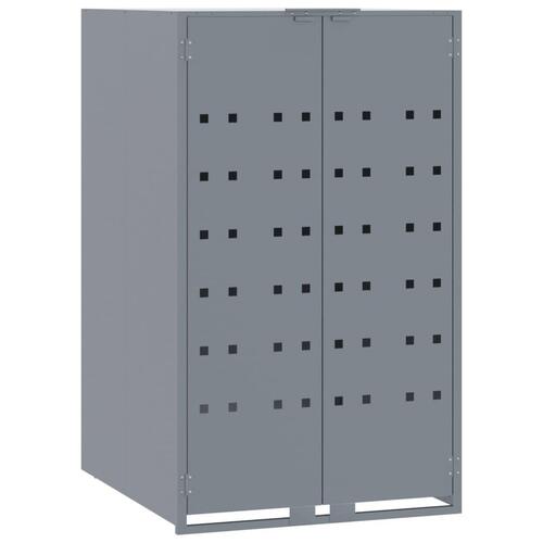 Skraldespandsskjuler 414x79x117 cm 6 rum stål grå