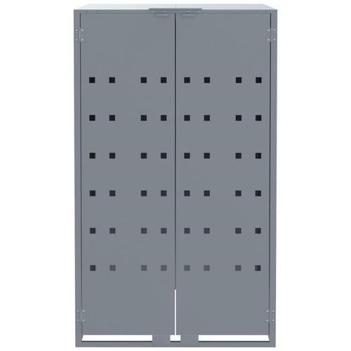 Skraldespandsskjuler 138x79x117 cm 2 rum stål grå