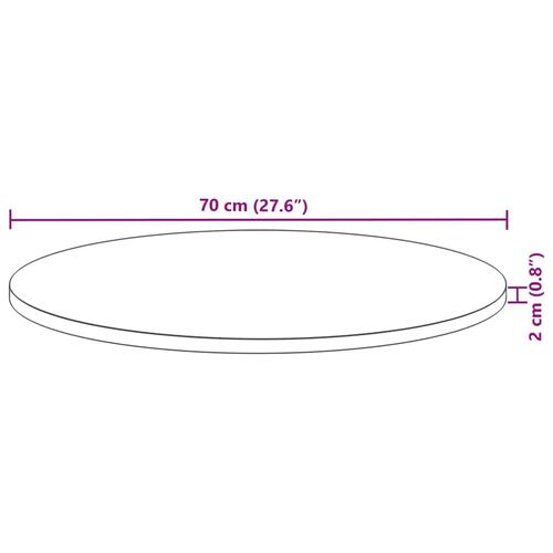 Bordplade Ø70x2 cm rund massivt akacietræ