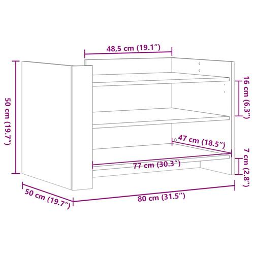Sofabord 80x50x50 cm konstrueret træ hvid