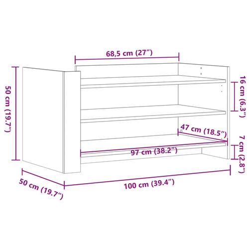 Sofabord 100x50x50 cm konstrueret træ sort