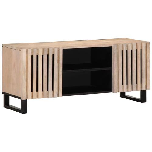 Tv-bord 105x34x46 cm massivt mangotræ hvid