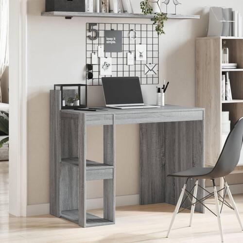 Skrivebord 103,5x56,5x94 cm konstrueret træ grå sonoma-eg