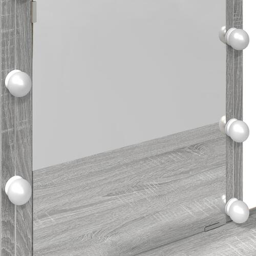 Makeupbord med LED-lys 100x40x130 cm grå sonoma-eg