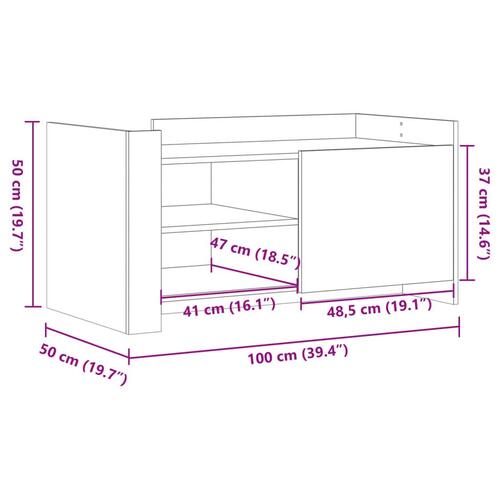 Sofabord 100x50x50 cm konstrueret træ brunt eg