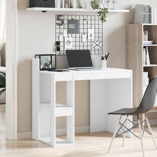 Skrivebord 103,5x56,5x94 cm konstrueret træ hvid