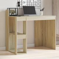 Skrivebord 103,5x56,5x94 cm konstrueret træ sonoma-eg