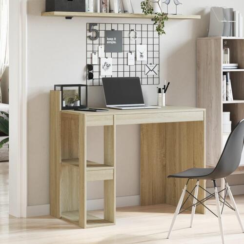 Skrivebord 103,5x56,5x94 cm konstrueret træ sonoma-eg