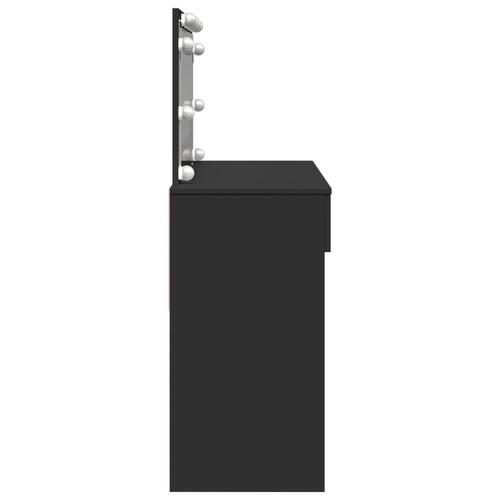 Makeupbord med LED-lys 100x40x120 cm sort