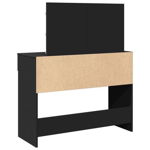 Makeupbord med LED-lys 100x40x120 cm sort