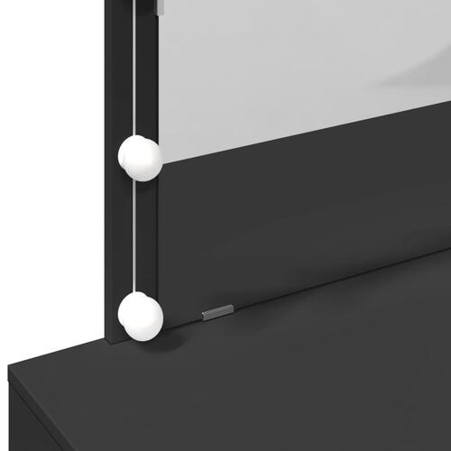 Makeupbord med LED-lys 100x40x120 cm sort