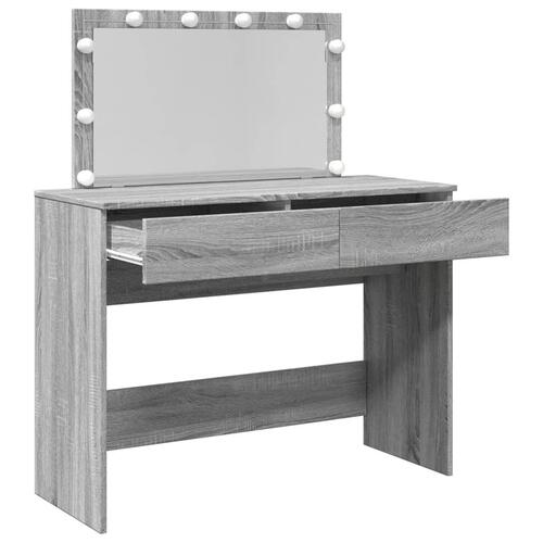 Makeupbord med LED-lys 100x40x120 cm grå sonoma-eg