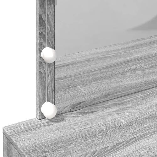 Makeupbord med LED-lys 100x40x120 cm grå sonoma-eg