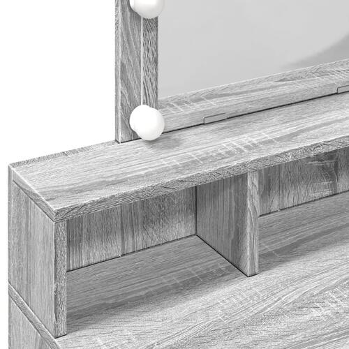 Makeupbord med LED-lys 80x41x144,5 cm grå sonoma-eg