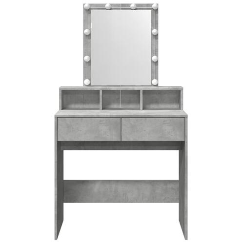 Makeupbord med LED-lys 80x41x144,5 cm betongrå