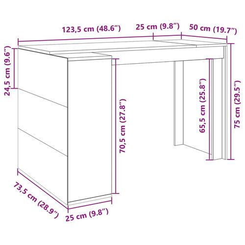 Skrivebord 123,5x73,5x75 cm konstrueret træ hvid