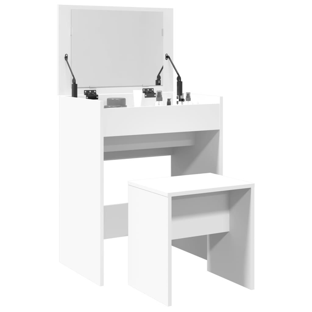 Kosmetikbord med skammel 60x40x113,5 cm hvid