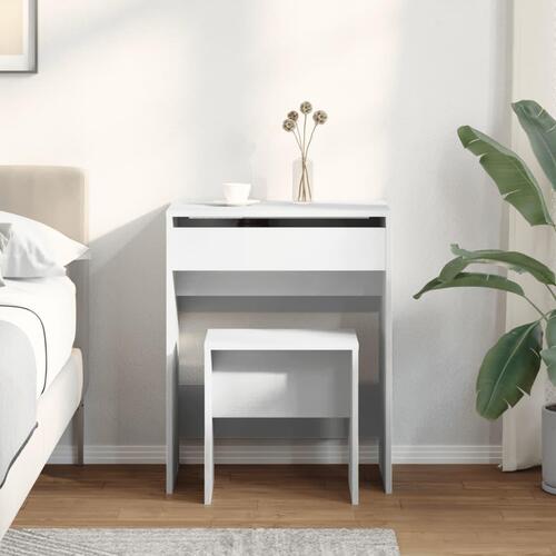 Kosmetikbord med skammel 60x40x113,5 cm hvid