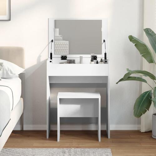 Kosmetikbord med skammel 60x40x113,5 cm hvid