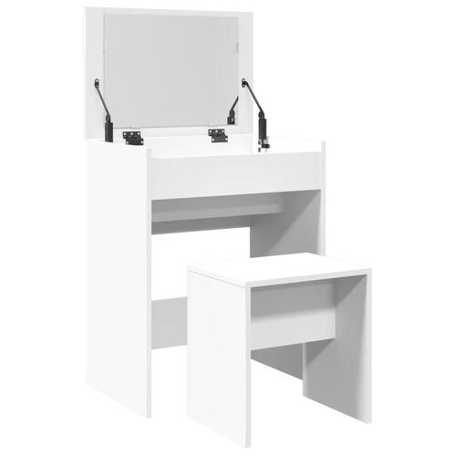 Kosmetikbord med skammel 60x40x113,5 cm hvid