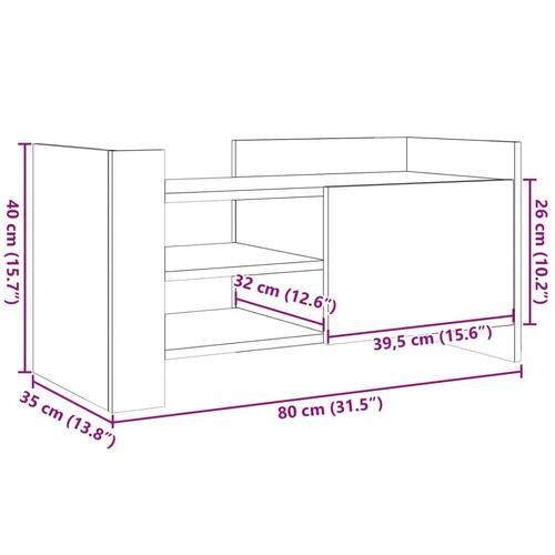 Tv-bord 80x35x40 cm konstrueret træ brun egetræsfarve