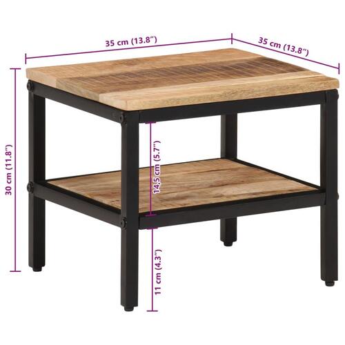 Sofabord 35x35x30 cm massivt ru mangotræ