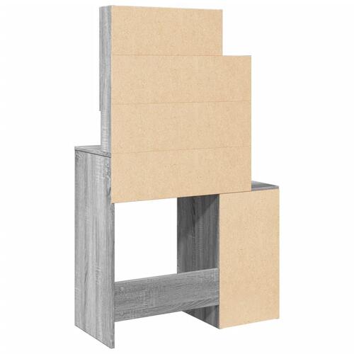 Makeupbord med skab 80x35x132 cm grå sonoma-eg