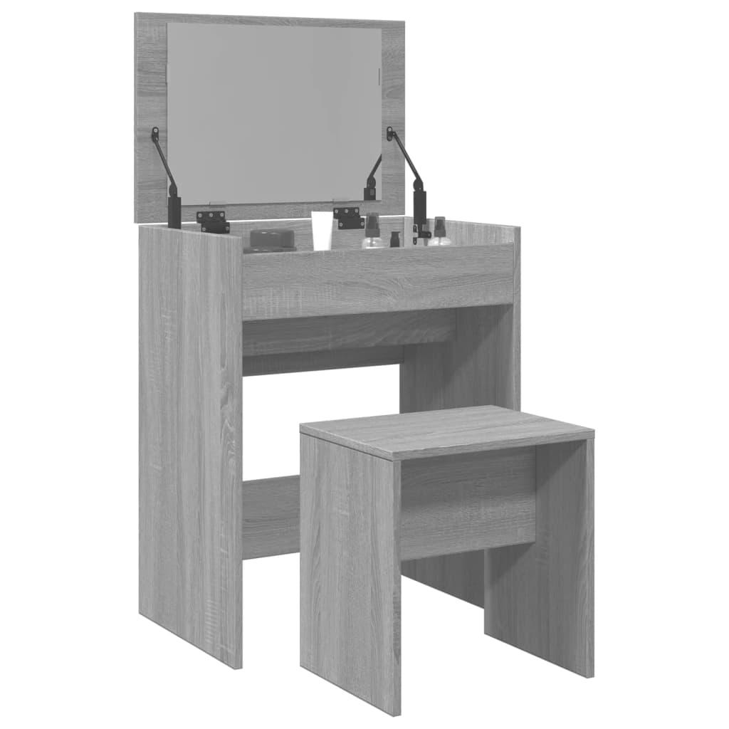 Kosmetikbord med skammel 60x40x113,5 cm grå sonoma-eg