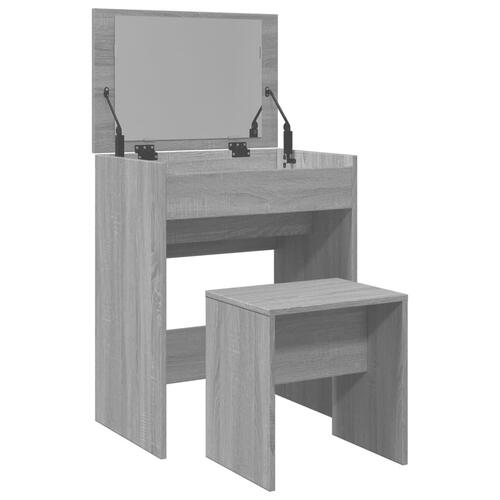 Kosmetikbord med skammel 60x40x113,5 cm grå sonoma-eg