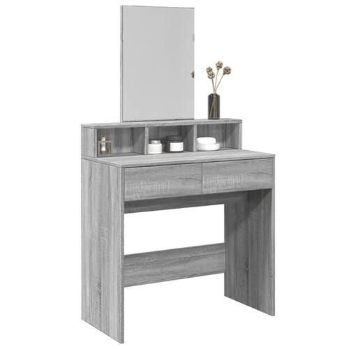 Makeupbord med spejl 80x41x144,5 cm grå sonoma-eg