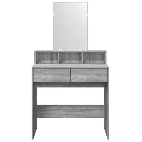 Makeupbord med spejl 80x41x144,5 cm grå sonoma-eg