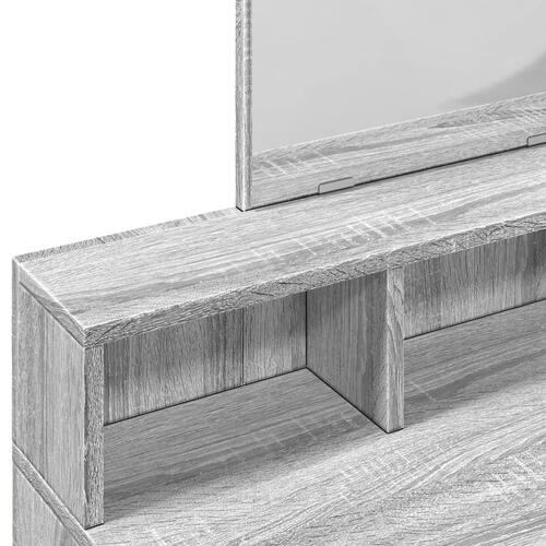 Makeupbord med spejl 80x41x144,5 cm grå sonoma-eg