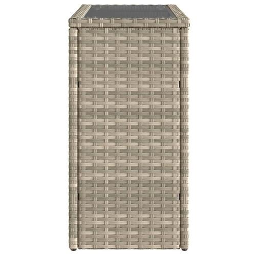 Havesidebord med glastop 58x27,5x55 cm polyrattan lysegrå