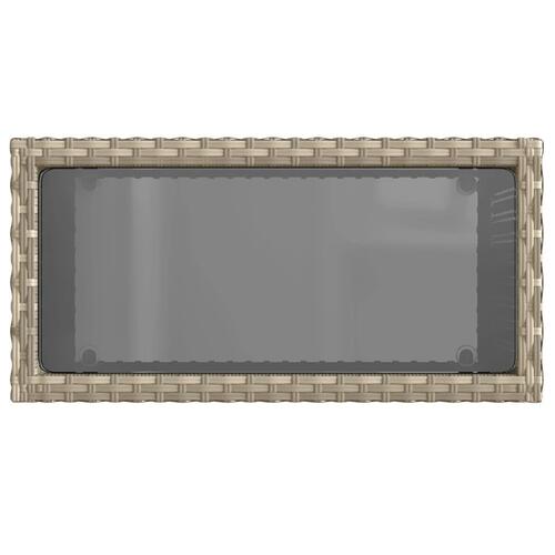 Havesidebord med glastop 58x27,5x55 cm polyrattan lysegrå
